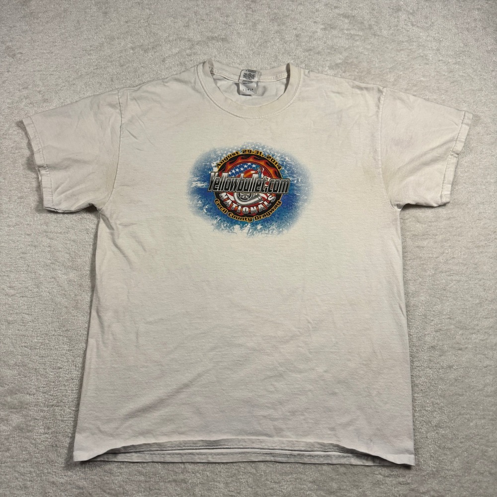Gildan YellowBullet.com Nationals Cecil County Dragway T Shirt Mens L White 2014 - Picture 2 of 16